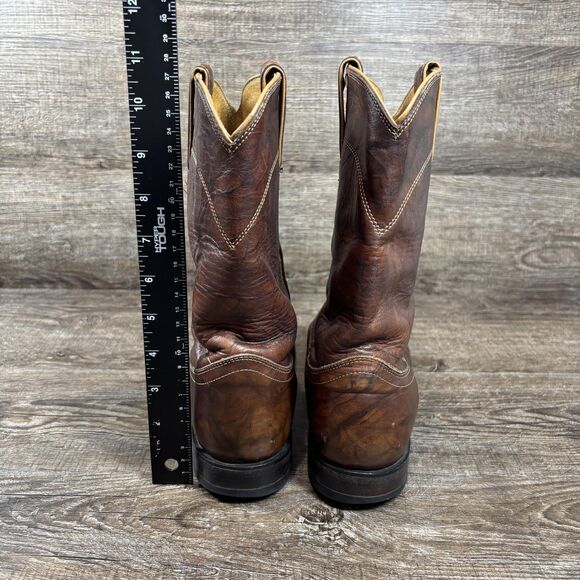 Justin Roper Boots Men\'s 9B Brown Leather Western Cowboy Bay Apache 3163 main image 4